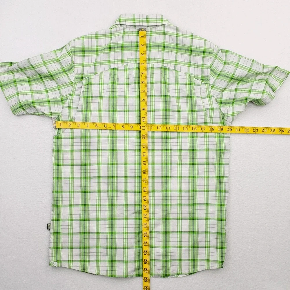 North Face Shirt Mens Small Green White Plaid Vented Outdoor Fishing‎ Tartan